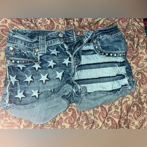 Miss Me Jean Shorts American Flag Denim
